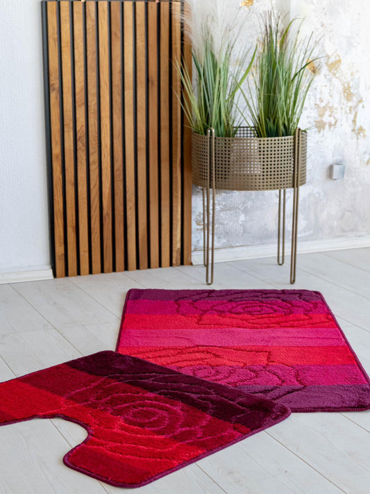 Bordó Rózsa mintás 2 részes Fürdőszoba szett (Copy) Huzziyas Home