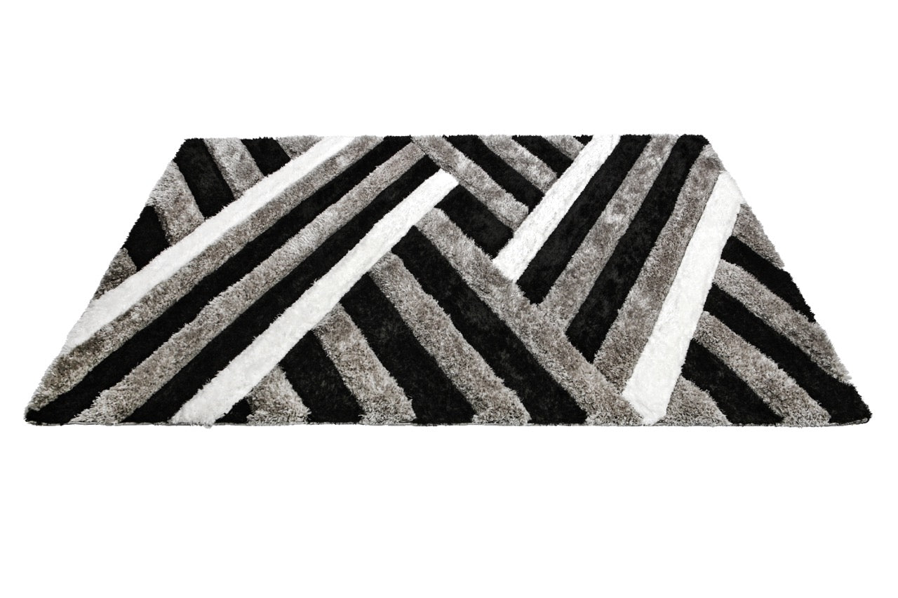 California 3D Parkettás Grey - Black Szőnyeg 60 x 110 cm Huzziyas Home