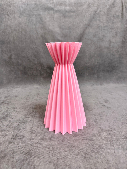 Linea Rózsaszín Bordázott Váza 20 cm - PLA Műanyag