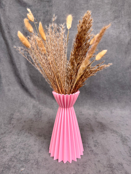 Linea Rózsaszín Bordázott Váza 20 cm - PLA Műanyag