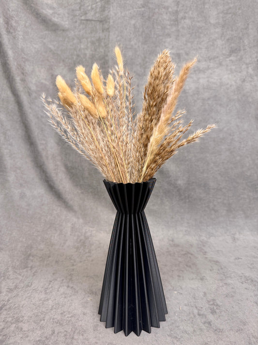 Linea Fekete Bordázott Váza 20 cm - PLA Műanyag