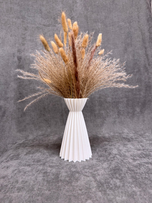 Linea Fehér Bordázott Váza 20 cm - PLA Műanyag