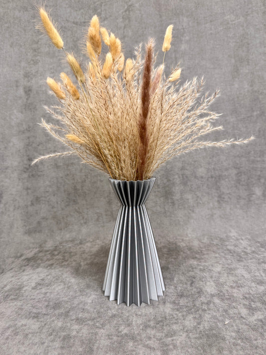 Linea Ezüst Bordázott Váza 20 cm - PLA Műanyag