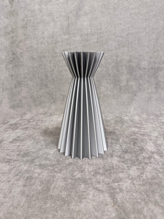 Linea Ezüst Bordázott Váza 20 cm - PLA Műanyag