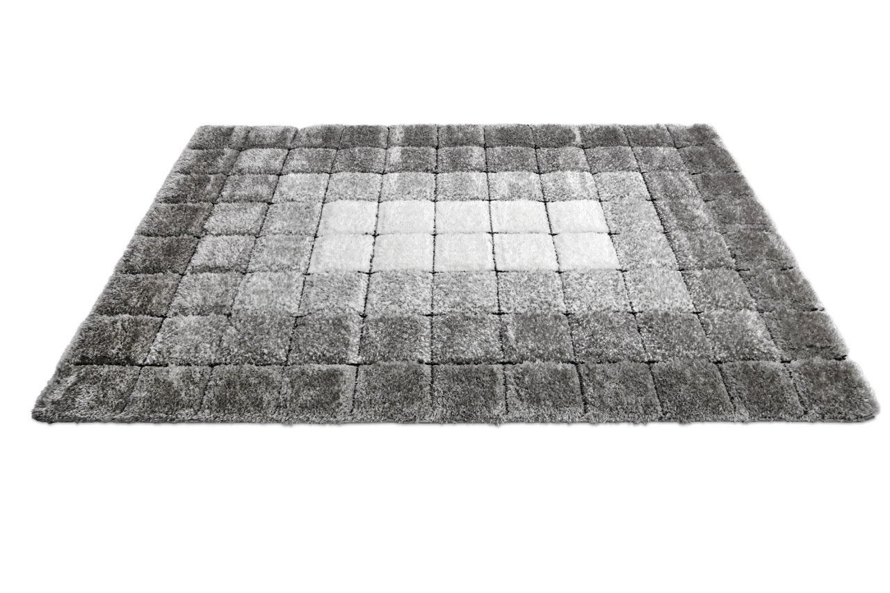 California 3D Kockás Grey - White Szőnyeg 80 x 150 cm Huzziyas Home