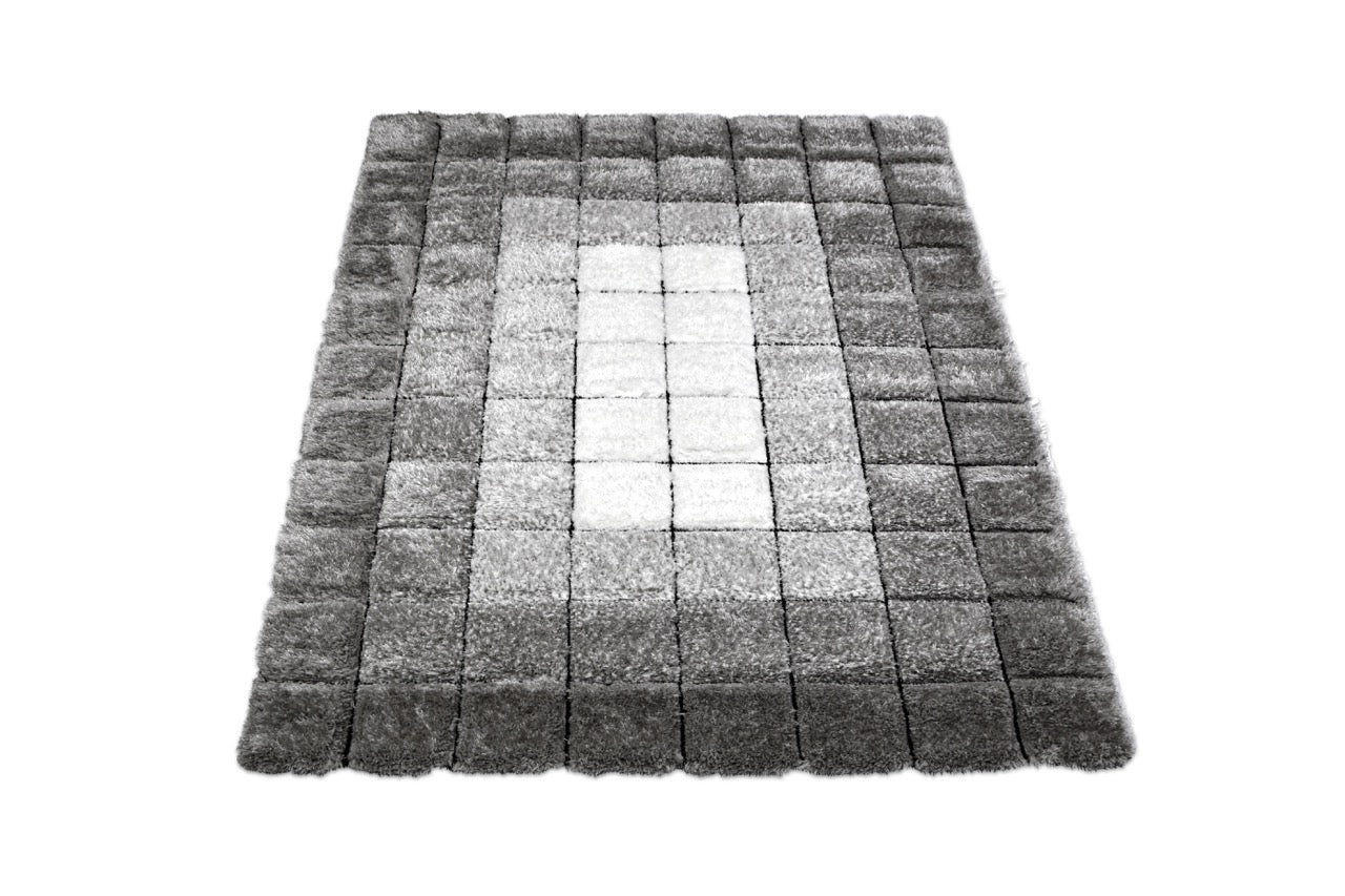 California 3D Kockás Grey - White Szőnyeg 80 x 150 cm Huzziyas Home