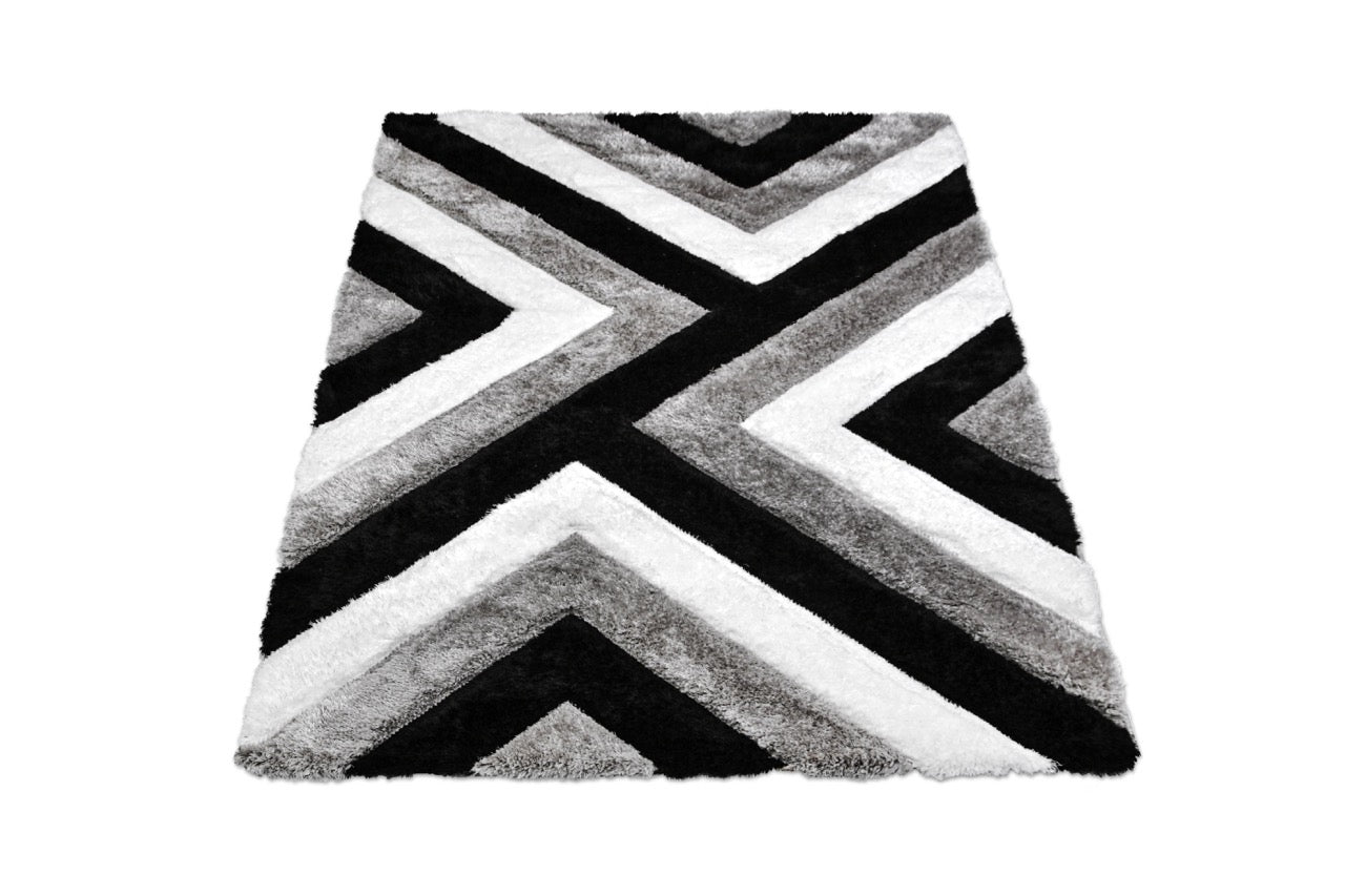 California 3D Háromszöges Grey - Black Szőnyeg 80 x 150 cm Huzziyas Home