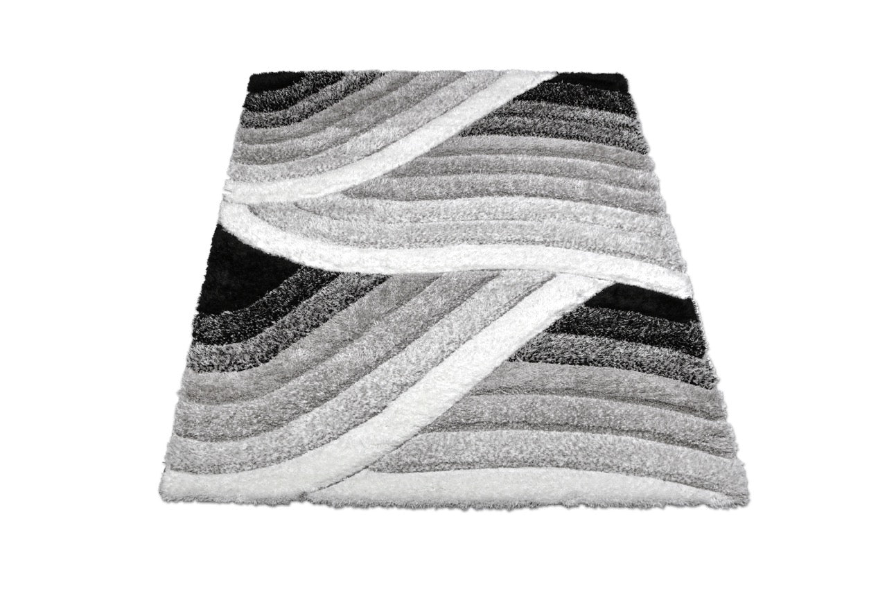 California 3D Hullám Grey - Black Szőnyeg 80 x 150 cm Huzziyas Home
