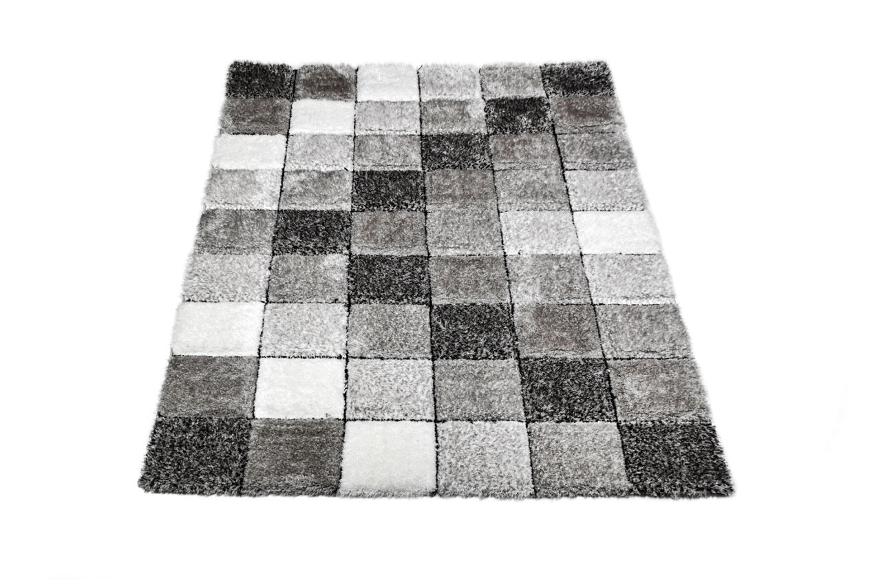 California 3D Kockás Grey - Black Szőnyeg 80 x 150 cm Huzziyas Home