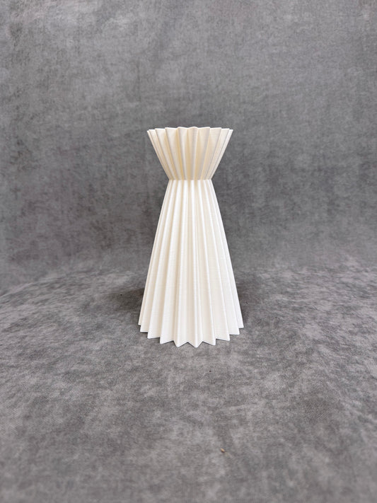 Linea Fehér Bordázott Váza 20 cm - PLA Műanyag